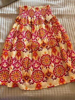 Boho Floral Smocked Waist Midi Skirt